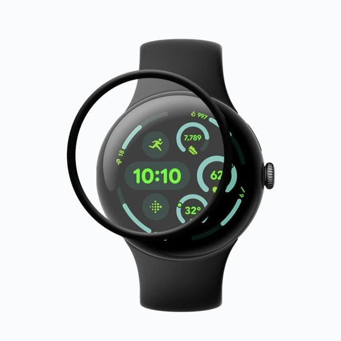 Google Pixel Watch 4 41mm screen protector in clear watch case, designed to shield the smartwatch display.