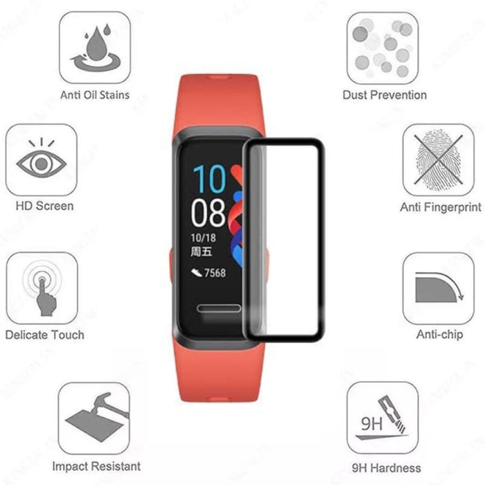 Huawei Band 4 Pro screen protector, anti-stains watch screen protector from That Watch Shop, showing the clear, protective film on the device