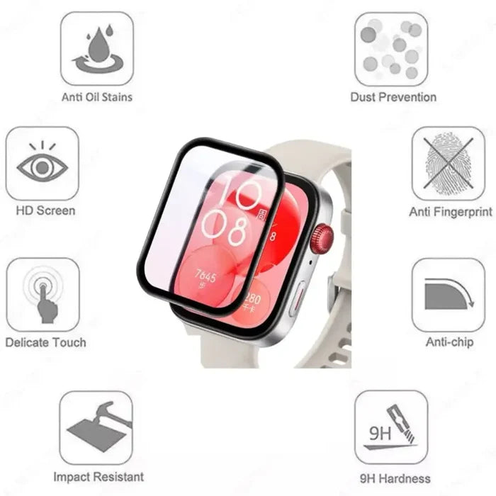 Set of five Habicare screen protectors for Huawei Watch Fit 3, designed to shield the watch screen from scratches and impacts.