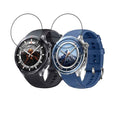 Black screen protector case for OnePlus Watch 3 (46mm), designed for watch protection, displayed with two smartwatches.