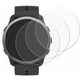 Pair of Suunto 5 Peak screen protectors in clear watch case, showing protective film and precise cutouts for the smartwatch.