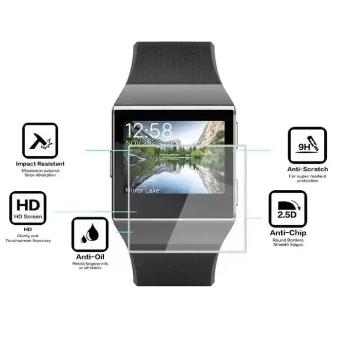 Set of five Habicare Fitbit Ionic screen protectors, clear watch screen protectors for durable, scratch-resistant protection.