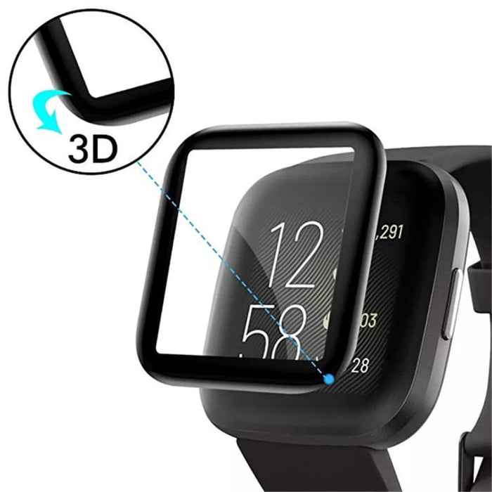 Pack of two Fitbit Versa 2 screen protectors from That Watch Shop, clear watch screen protectors for smartwatch protection.