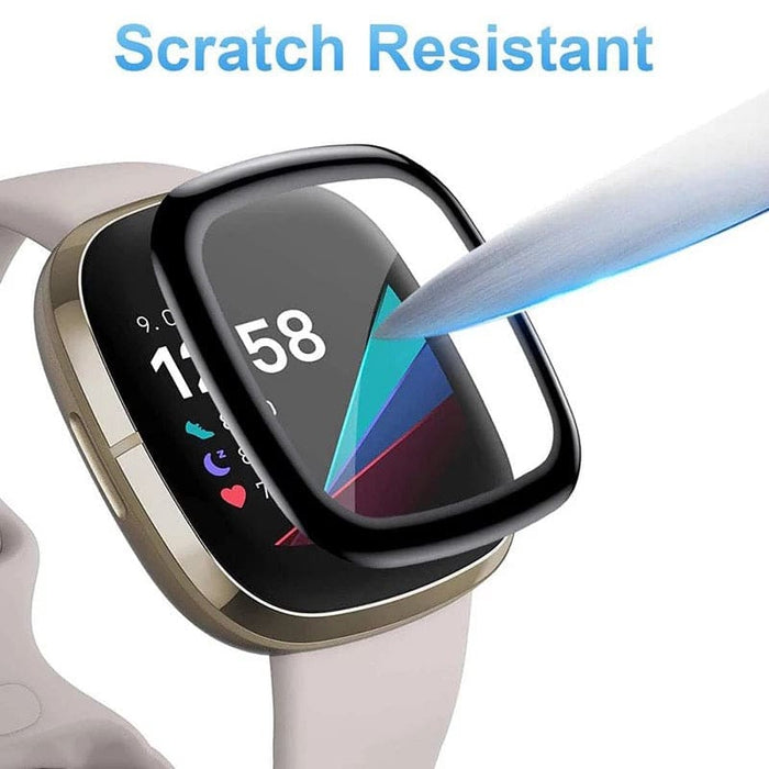 Pack of two Fitbit Versa 4 screen protectors by That Watch Shop, designed for smartwatch screen protection and durability.