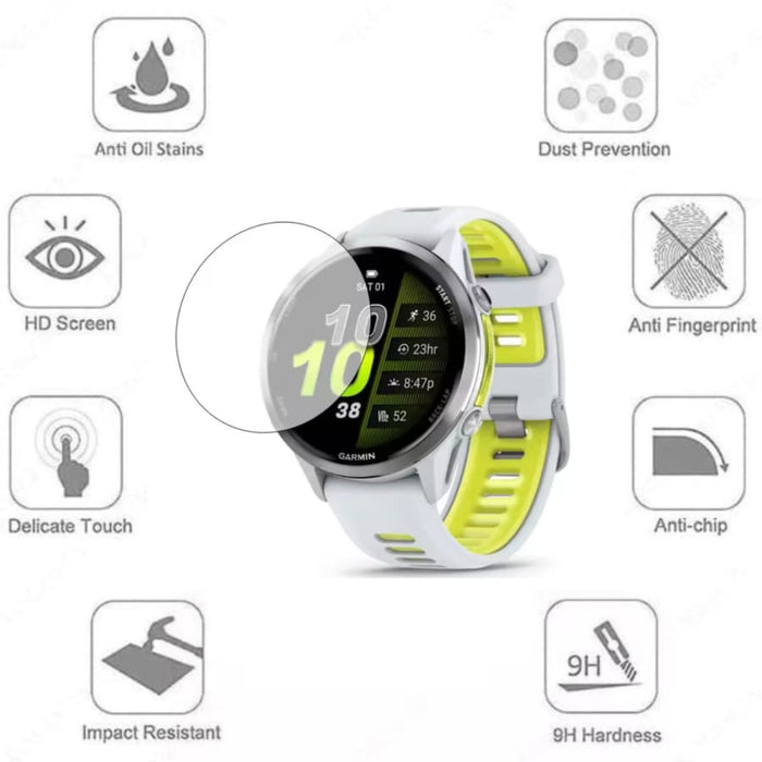 Set of two Garmin Forerunner 570 (47mm) watch screen protectors, clear and durable for screen protection.