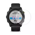 Black Garmin Forerunner 745 screen protectors, pack of 2, designed for smartwatch display protection.