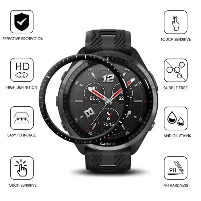 Pack of five Habicare Garmin Forerunner 965 watch screen protectors showing clear, durable protection for the smartwatch display.