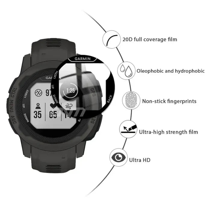 Set of five Habicare Garmin Instinct watch screen protectors, clear and durable for enhanced screen protection.