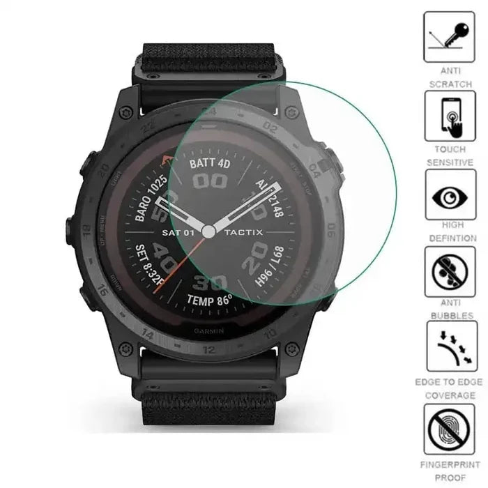 Pack of five Habicare Garmin Tactix Delta watch screen protectors, clear and scratch-resistant for durable screen protection.