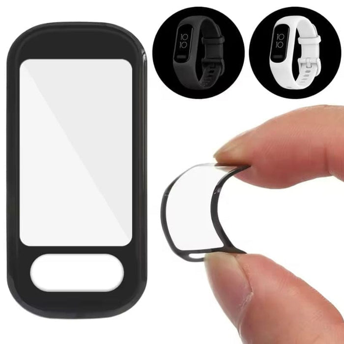 Pack of two Garmin Vivosmart 5 screen protectors from That Watch Shop, clear protective covers for watch screens.