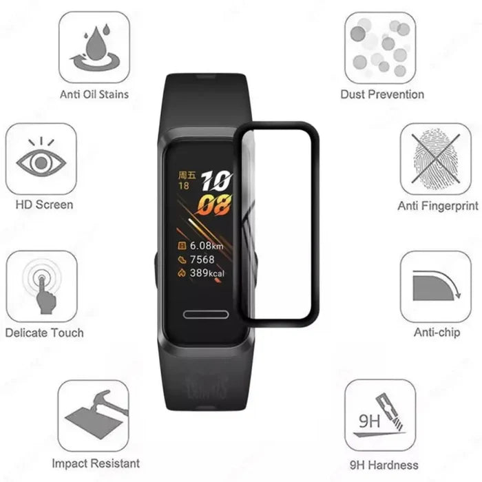 Set of five Habicare screen protectors for Huawei Band 4 watch, providing durable protection for the device's display.