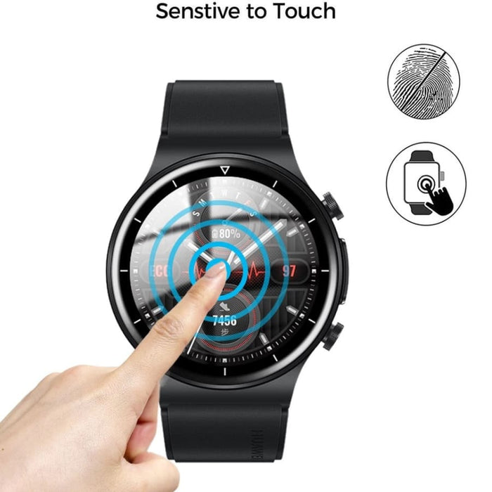 Pack of two Huawei GT 2 Pro watch screen protectors, clear protective film for smartwatch screens, by That Watch Shop.
