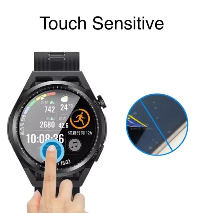 Set of five Habicare screen protectors for Huawei GT Runner smartwatch, clear and durable watch screen protectors.