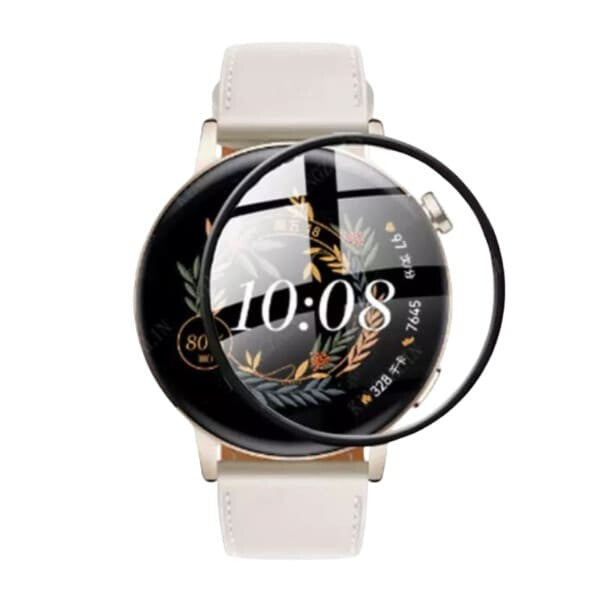 Pair of Huawei GT3 Pro 43mm watch screen protectors, clear protective covers for smartwatch screens, from That Watch Shop.