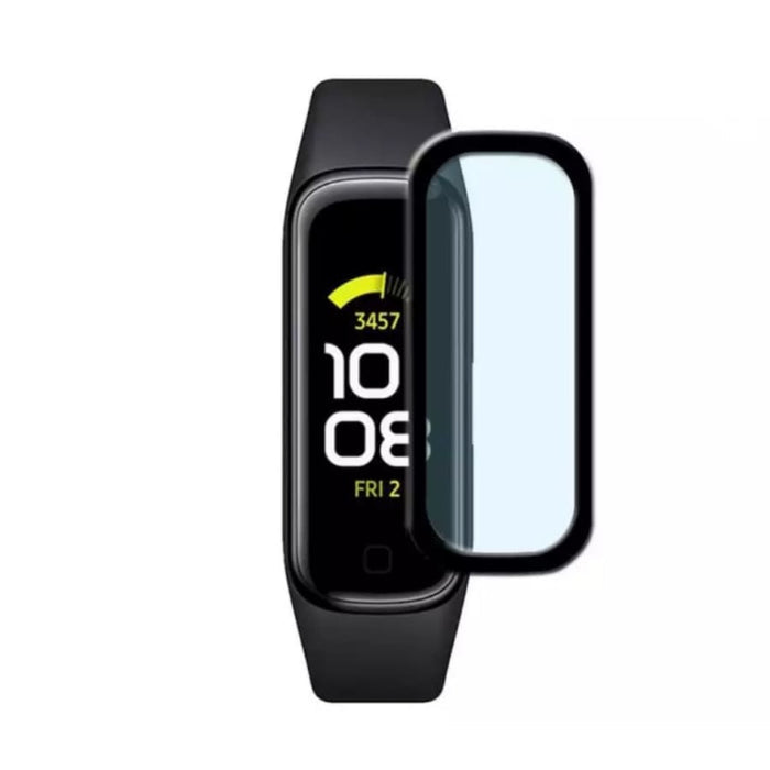 Two Samsung Galaxy Fit 2 watch screen protectors by That Watch Shop, showcasing clear, protective covers for the smartwatch display.