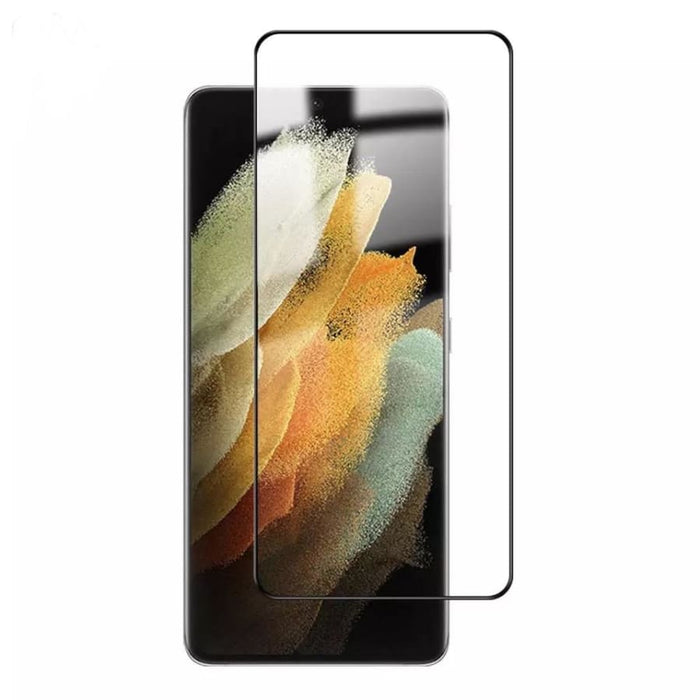 Two 9eight5 screen protectors for Samsung Galaxy S21, clear film with precise cutouts for phone screen protection.