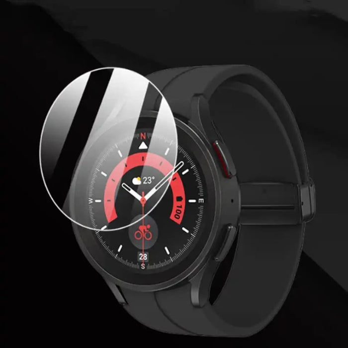 Black screen protectors for Samsung Galaxy Watch 5 Pro (45mm), pack of 2, designed to protect the watch display.