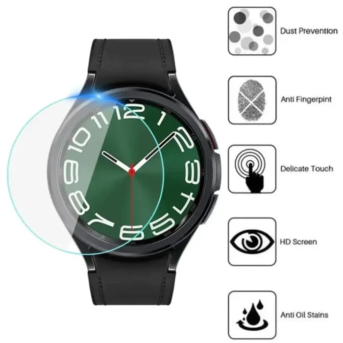 Habicare Samsung Galaxy Watch 6 Classic 47mm screen protectors, pack of 5, showing clear, protective film for smartwatch screens.