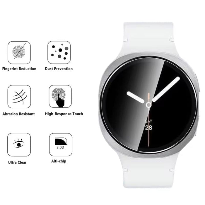 Set of two Samsung Galaxy Watch 8 (44mm) screen protectors by That Watch Shop, clear protective covers for watch screens.