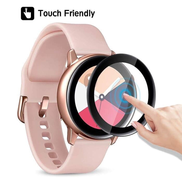 Pink screen protectors for Samsung Galaxy Watch Active 2 40mm, pack of 2, designed to protect the watch display.