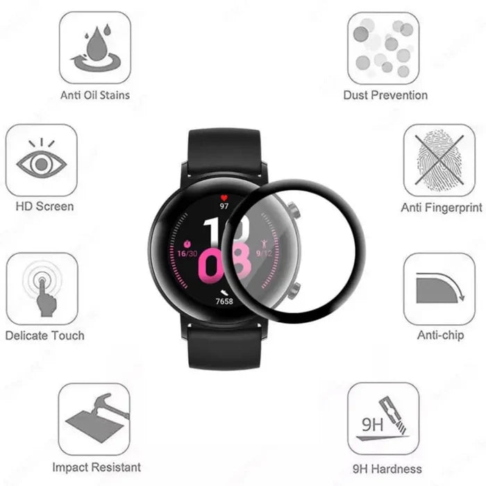 Pack of five Habicare screen protectors for Samsung Galaxy Watch Active 2 44mm, protecting the watch screen from scratches and damage.
