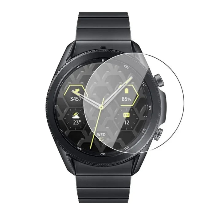 Set of five Habicare screen protectors for Samsung Galaxy Watch Gear S2, designed to shield the watch display from scratches and damage.