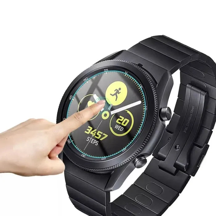 Set of five Habicare screen protectors for Samsung Galaxy Watch Gear S3, designed to safeguard watch screens from scratches and damage.