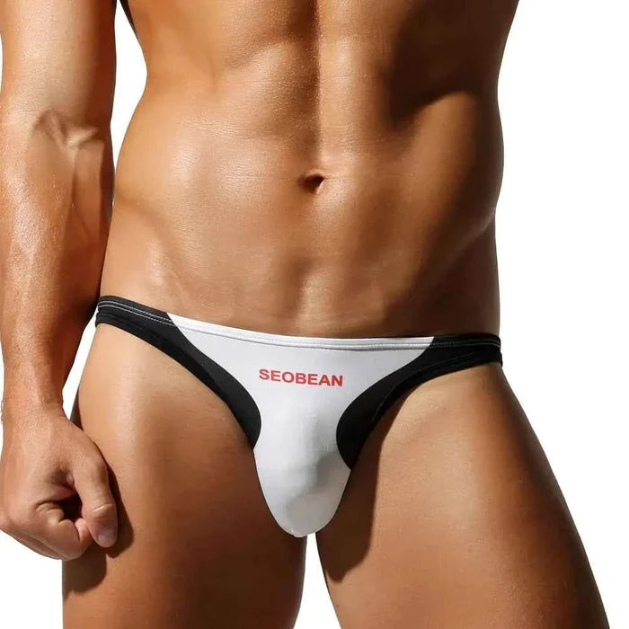 Men's low-rise briefs by ShopHub NZ featuring 3D contoured pouch for comfort and support, shown in the product image.