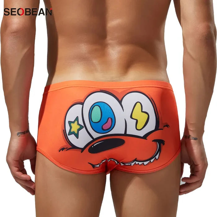 Men's low waist ice silk boxer briefs from SEOBEAN featuring smooth, breathable fabric and a comfortable fit.