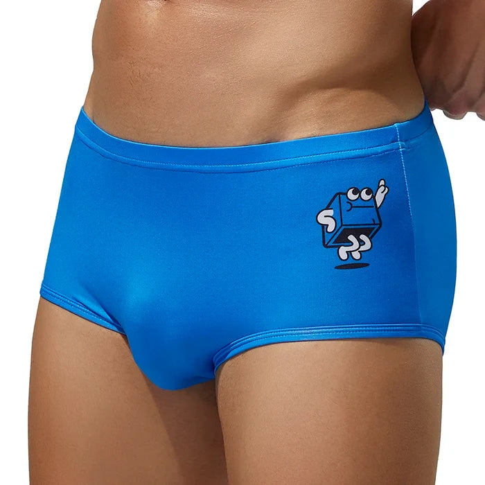 Men's low waist ice silk boxer briefs in black featuring a comfortable fit and smooth, breathable fabric.
