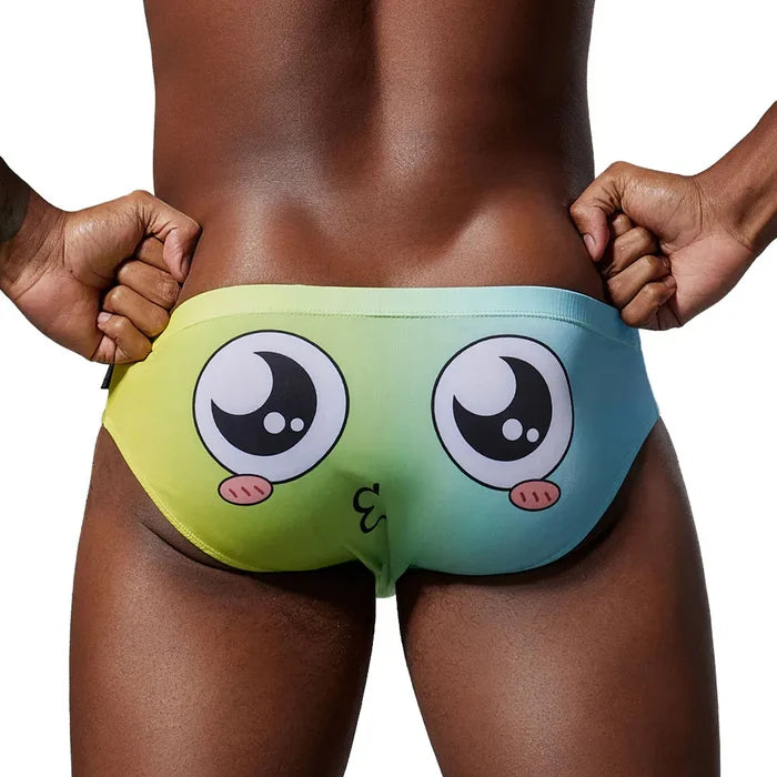 Men's trendy triangle briefs by SEOBEAN, fitted and stylish men's underwear in black with a comfortable waistband.