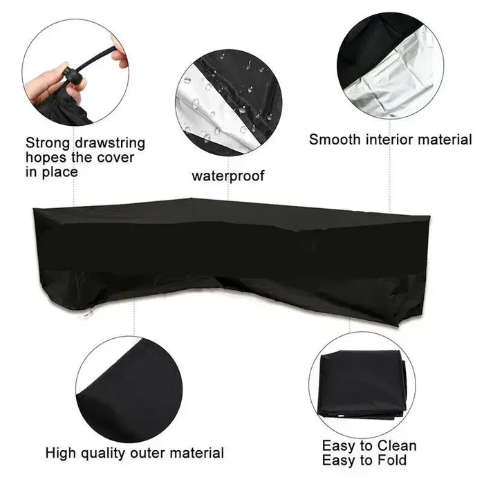Habicare Shape Waterproof Rattan Sofa Cover in various sizes, protecting outdoor furniture from rain and weather damage.