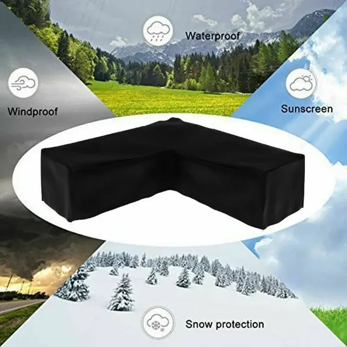 Habicare Shape Waterproof Rattan Sofa Cover in various sizes, protects outdoor rattan furniture from rain and dirt.