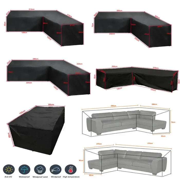 Black / 270X270X82x90cm / Sofa Cover