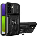 Black Shockproof Card Slot Case for Samsung Galaxy Note and S Series by Habicare, showing durable protective design with card slots.