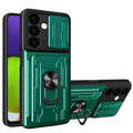 Green Habicare 9eight5 shockproof card slot case for Samsung Galaxy Note and S Series smartphones, showing protective design and card slots.
