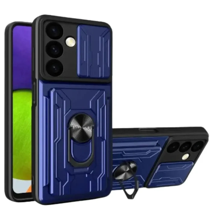 Habicare 9eight5 shockproof card slot case in navy for Samsung Galaxy Note and S Series smartphones.
