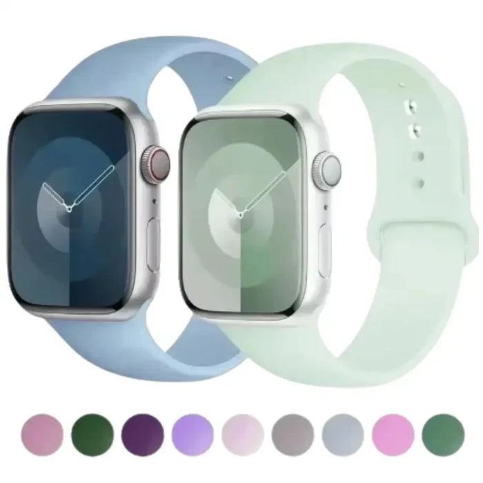 Habicare silicone band for Apple Watch Series 38mm-42mm, available in 45 colors, designed for comfortable fit and style.