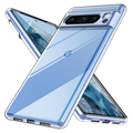 Clear silicone case for Google Pixel 8 Pro with screen protector by 9eight5, showing the transparent protective cover on the phone.