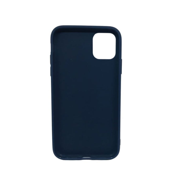 Navy blue silicone phone case for iPhone 11 by 9eight5, soft and protective cover with smooth texture.