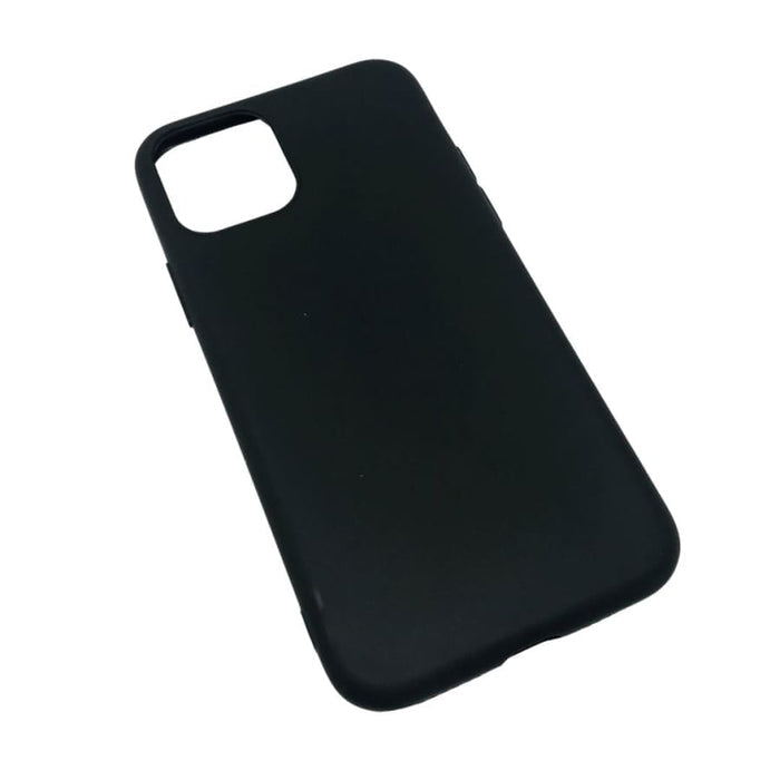 Black silicone case for iPhone 11 Pro by 9eight5, showing the sleek protective cover with precise cutouts for buttons and camera.