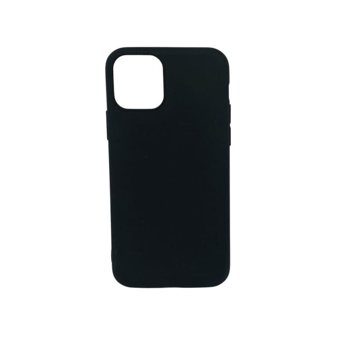 Black silicone case for iPhone 11 Pro by 9eight5, showing the slim, protective phone cover with precise cutouts and smooth texture.
