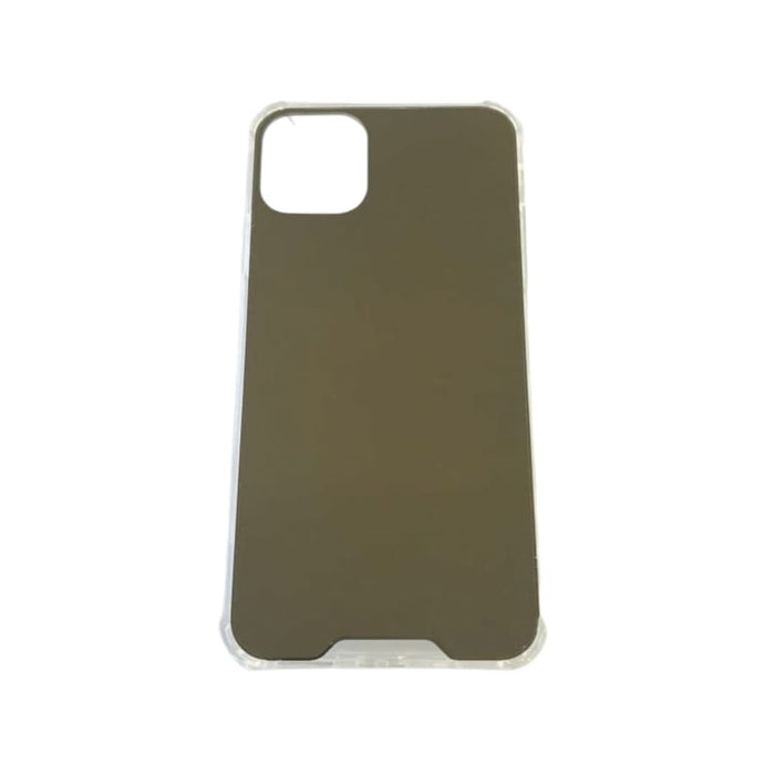 Black mirror silicone case for iPhone 11 Pro Max by 9eight5, showing a sleek, smooth finish on the phone with a reflective surface.