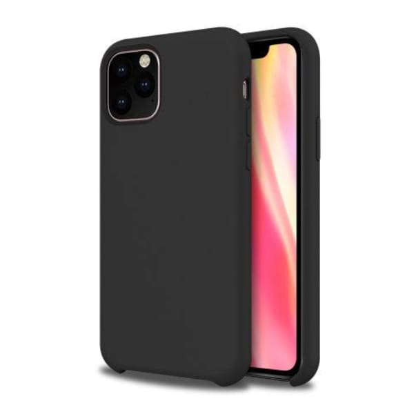 Black silicone iPhone 11 Pro Max case by 9eight5, showing a slim, protective phone cover with smooth texture and precise cutouts.
