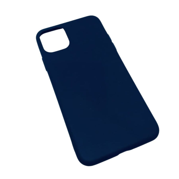 Navy blue silicone phone case for iPhone 11 Pro Max by 9eight5, with a smooth, flexible protective cover.