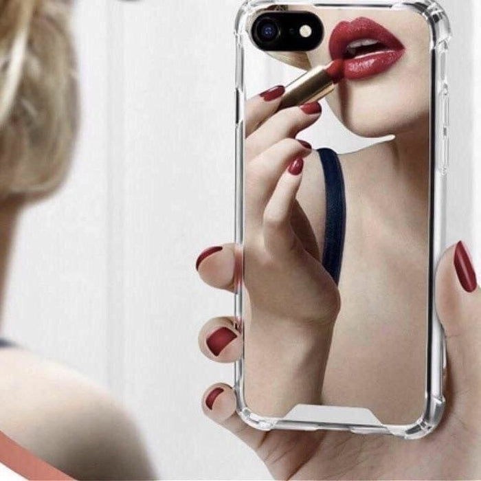 Silver mirror silicone case for iPhone 11 Pro by 9eight5, showcasing a sleek reflective surface and snug fit.