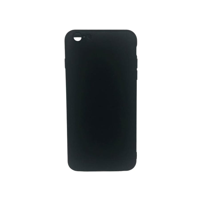 Black silicone case for iPhone 6 Plus and 6s Plus by 9eight5, showing a snug fit and smooth texture.