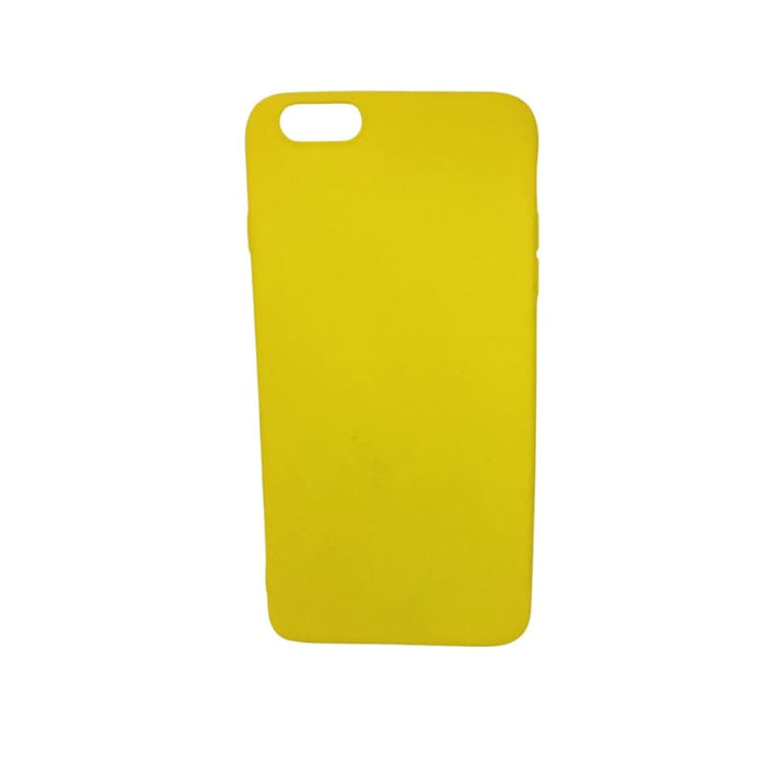 Yellow silicone phone case for iPhone 6 Plus and 6s Plus by 9eight5, with smooth texture and snug fit.