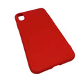 Red silicone phone case for iPhone X and XS by 9eight5, featuring a smooth, flexible design and precise cutouts.