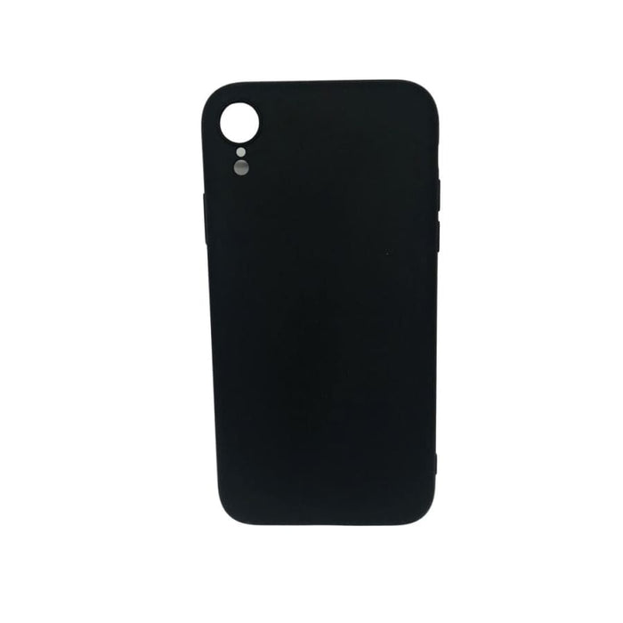 Black silicone phone case for iPhone XR by 9eight5, showing the protective and flexible design suitable for the device.